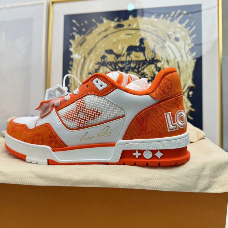 Louis Vuitton lv白橙魔術貼trainer牛仔板鞋-1