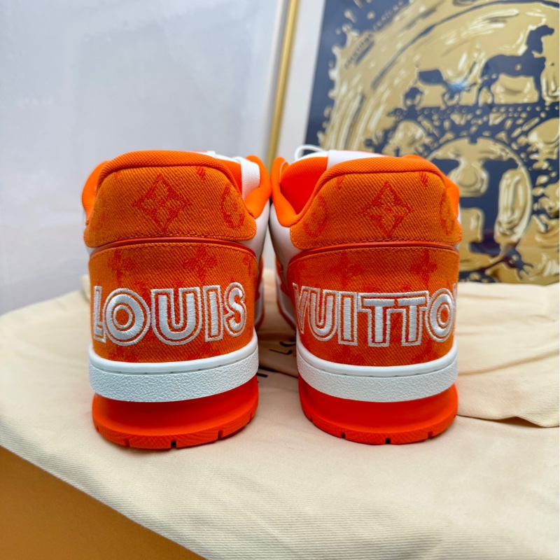 Louis Vuitton lv白橙魔術貼trainer牛仔板鞋-3