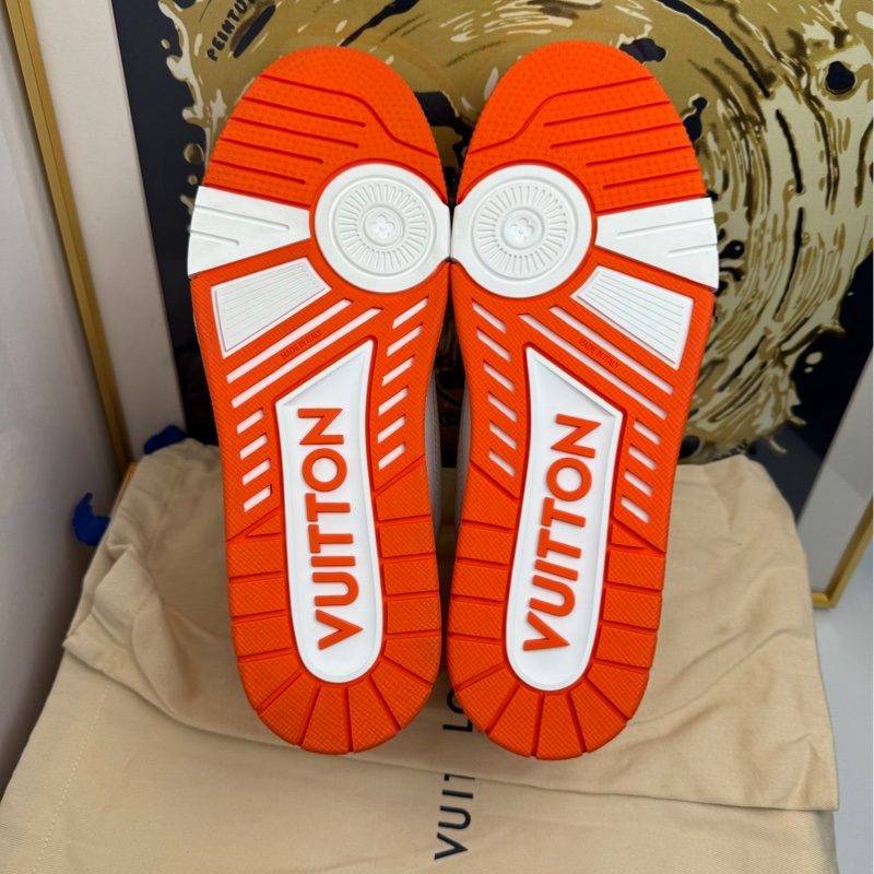 Louis Vuitton lv白橙魔術貼trainer牛仔板鞋-4