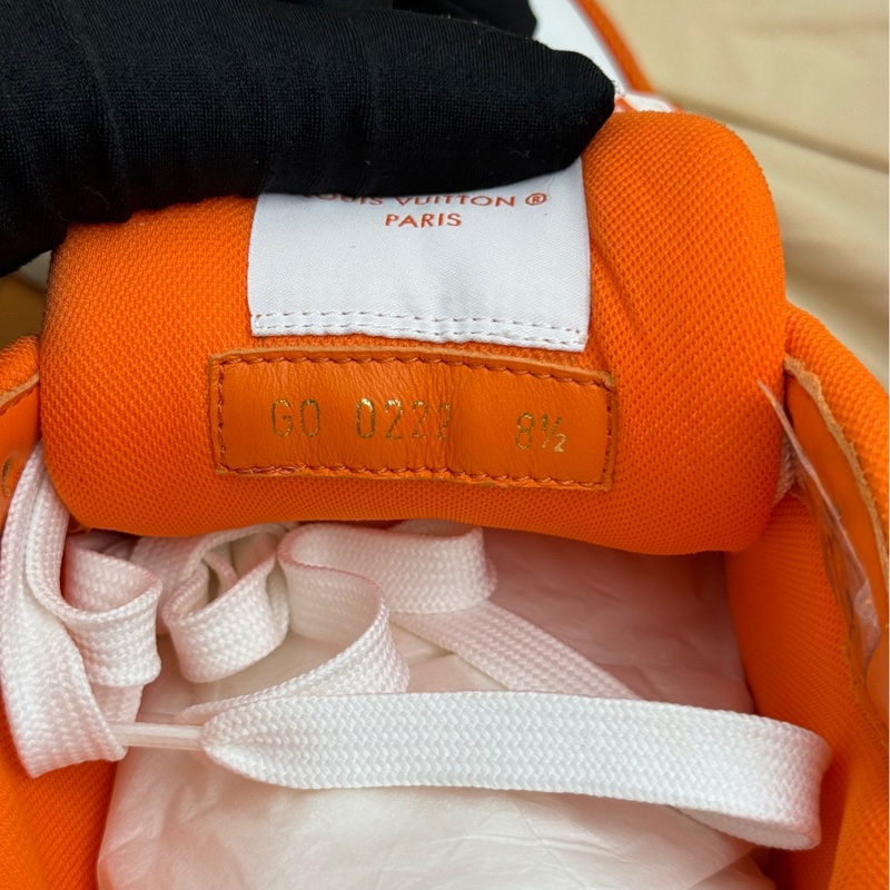 Louis Vuitton lv白橙魔術貼trainer牛仔板鞋-5