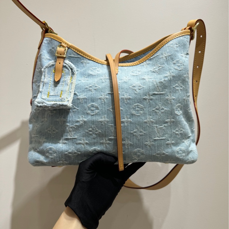 Louis Vuitton lv路易威登 全套Carryall 小號 單肩斜挎包 丹寧淺色牛仔-1