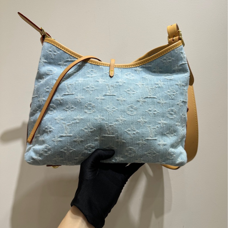 Louis Vuitton lv路易威登 全套Carryall 小號 單肩斜挎包 丹寧淺色牛仔-2