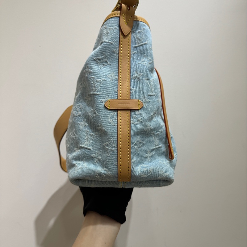 Louis Vuitton lv路易威登 全套Carryall 小號 單肩斜挎包 丹寧淺色牛仔-3