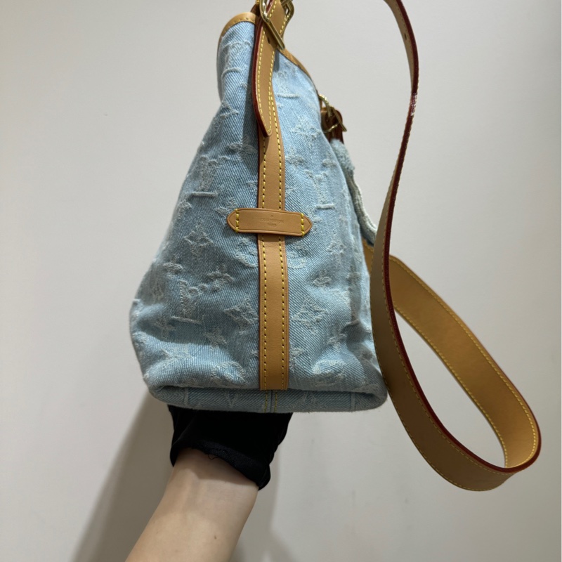 Louis Vuitton lv路易威登 全套Carryall 小號 單肩斜挎包 丹寧淺色牛仔-4