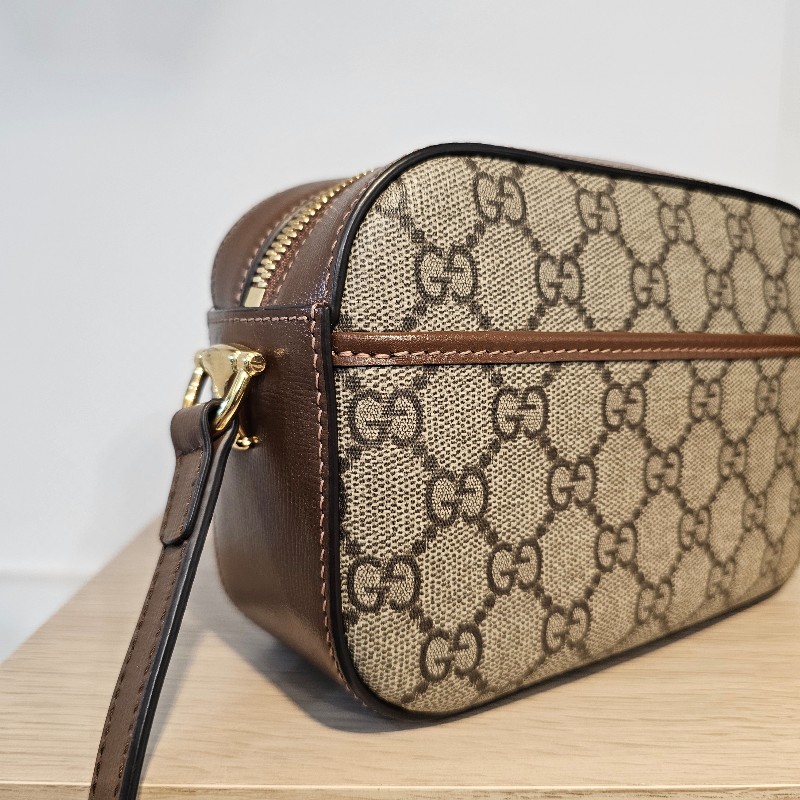 Gucci 1955咖啡色牛皮斜背拉鏈相機包-8