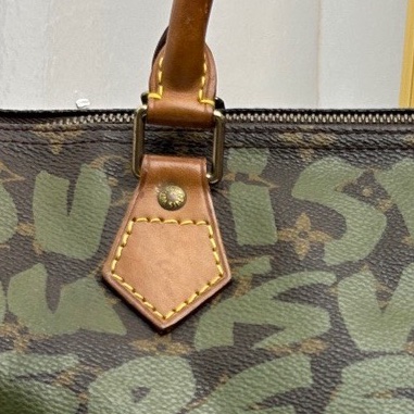 Louis Vuitton lv路易威登 限量款speedy綠色字母圖案手提包 LV 和Stephen藝術家限定字母塗鴉款-5