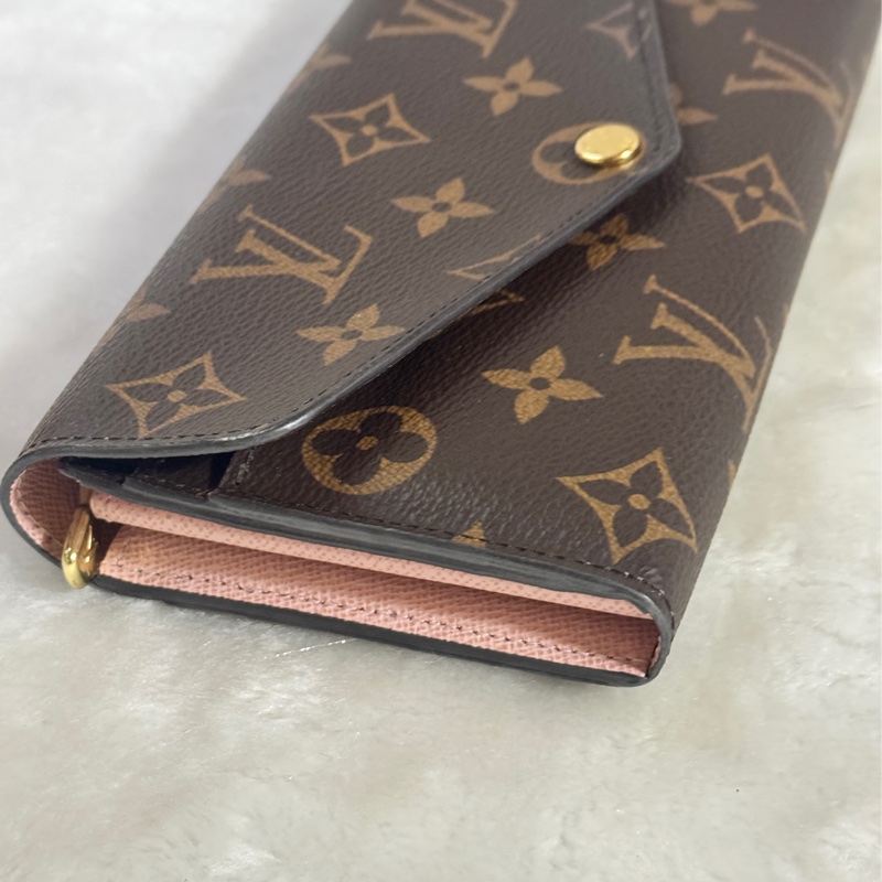 全配✔︎LOUIS VUITTON Sarah信封長夾-芭蕾粉色-13