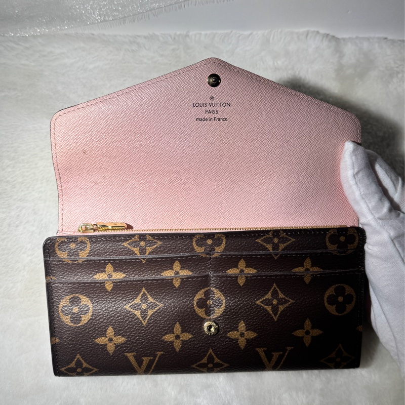 全配✔︎LOUIS VUITTON Sarah信封長夾-芭蕾粉色-16