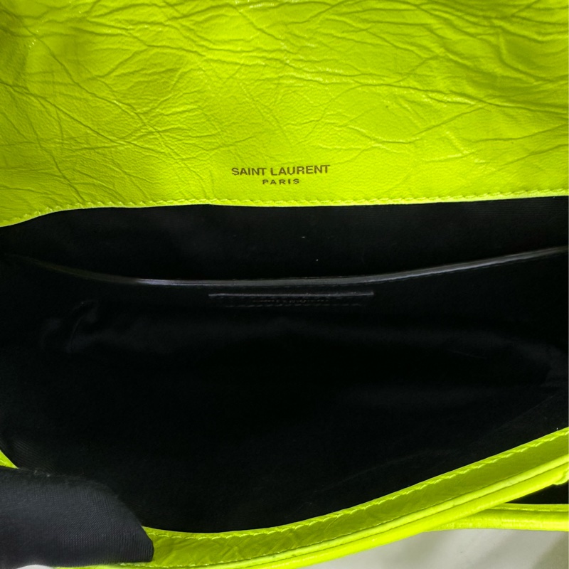 YSL 聖羅蘭 螢光綠油蠟皮 Niki 小號 好特別的顏色-9