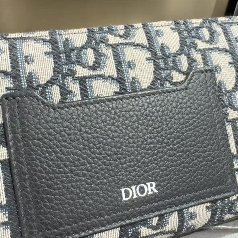 DIOR 藍色老花銀扣拉鏈式長款錢包 20*11*2.5 全新閒置品未使用-1