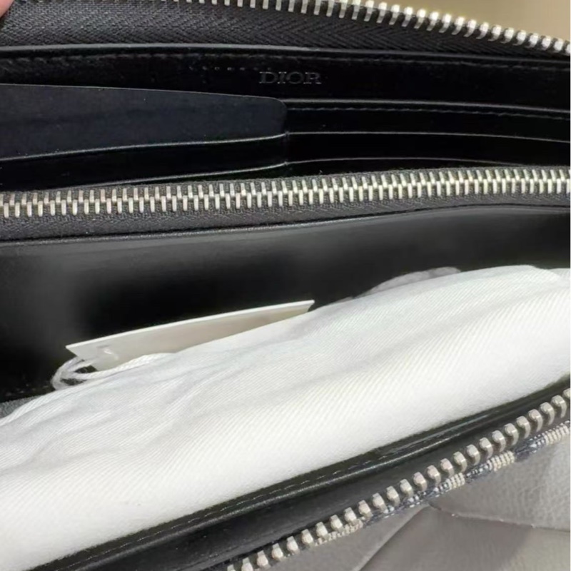 DIOR 藍色老花銀扣拉鏈式長款錢包 20*11*2.5 全新閒置品未使用-4