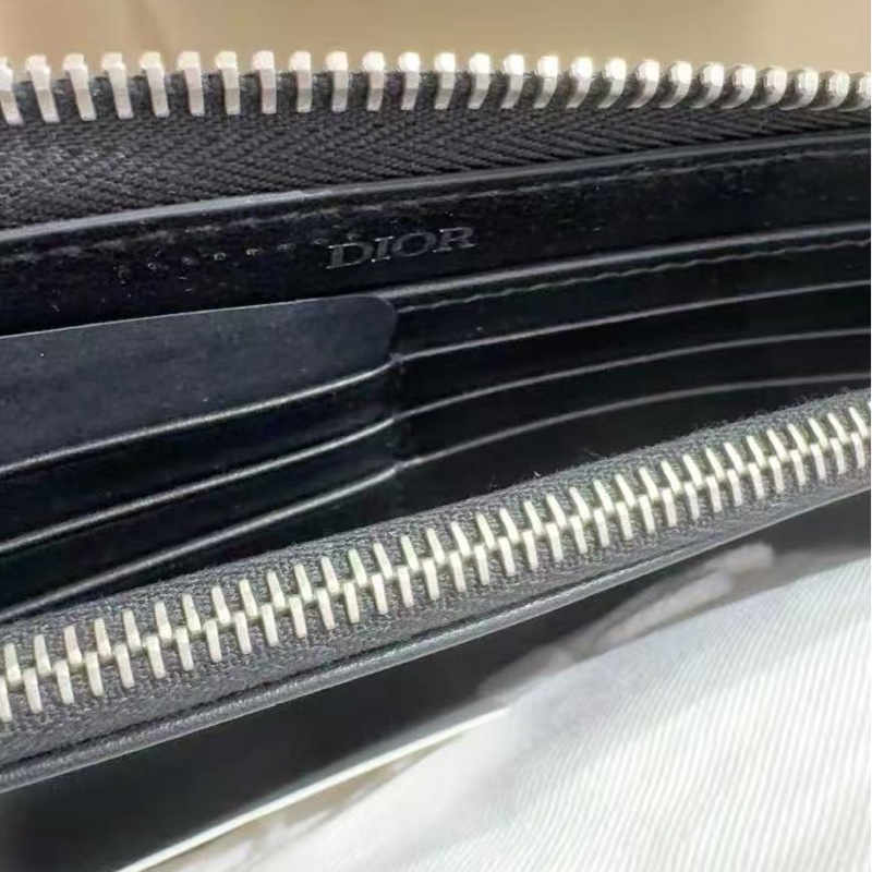 DIOR 藍色老花銀扣拉鏈式長款錢包 20*11*2.5 全新閒置品未使用-5