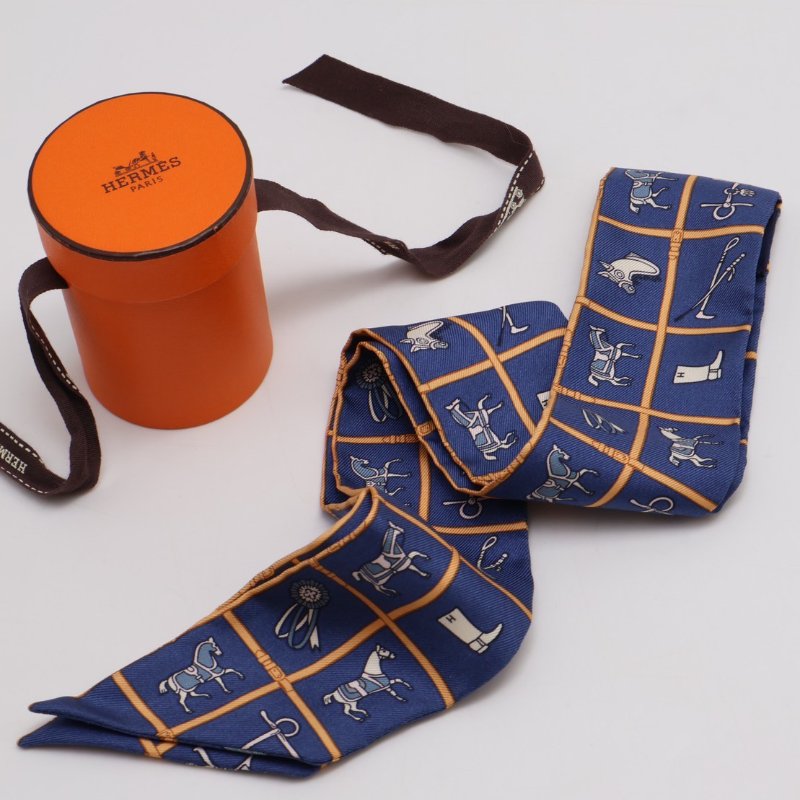 HERMES 駿馬的披掛 Twilly - 深藍-6