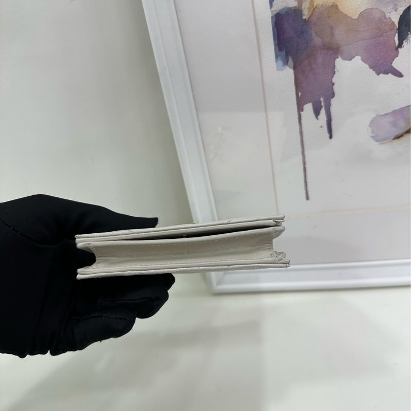 YSL聖羅蘭 米白金配色 魚子醬牛皮短款折疊拉鍊小錢夾 尺寸9*11-12-7