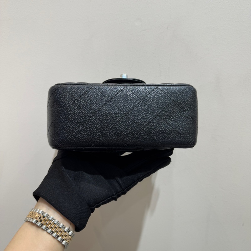 香奈兒 Chanel cf 方胖子 黑色銀扣 單肩斜挎包-2