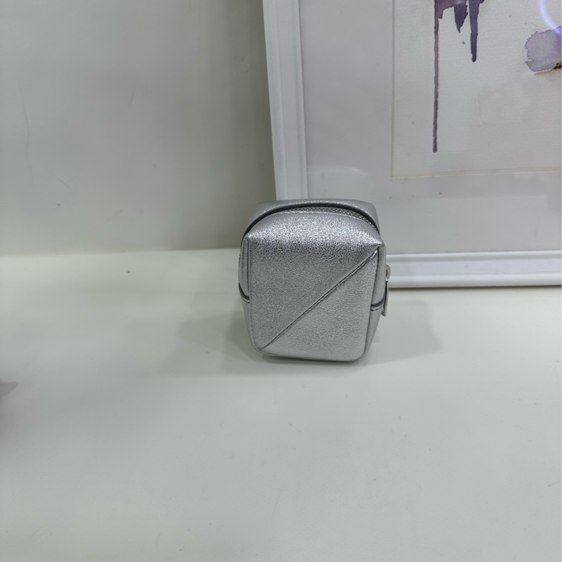 SAINT LAURENT 聖羅蘭 YSL Jamie Logo 金銀絲皮革零錢包 銀色 女款-4