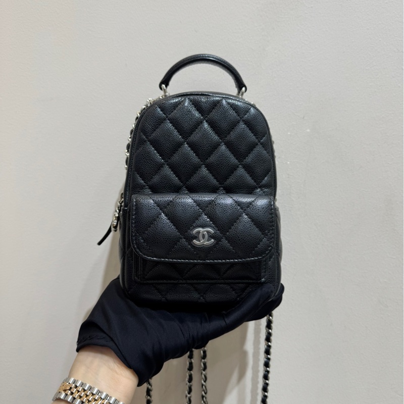 Chanel 香奈兒 全套 24P mini小書包 黑銀bag-2