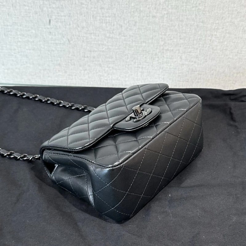 CHANEL 黑色 so black方胖子鏈條肩背斜背包16.5*13*7 全新閒置 配件盒子塵袋-4