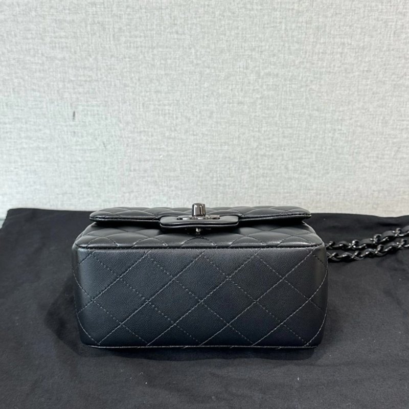 CHANEL 黑色 so black方胖子鏈條肩背斜背包16.5*13*7 全新閒置配件盒子塵袋-3