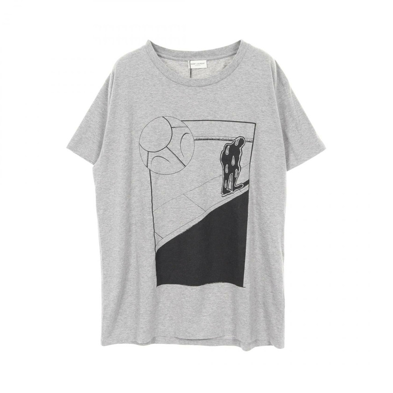 SAINT LAURENT PARIS T卹 - 棉質 灰色 黑色 二手男式-0
