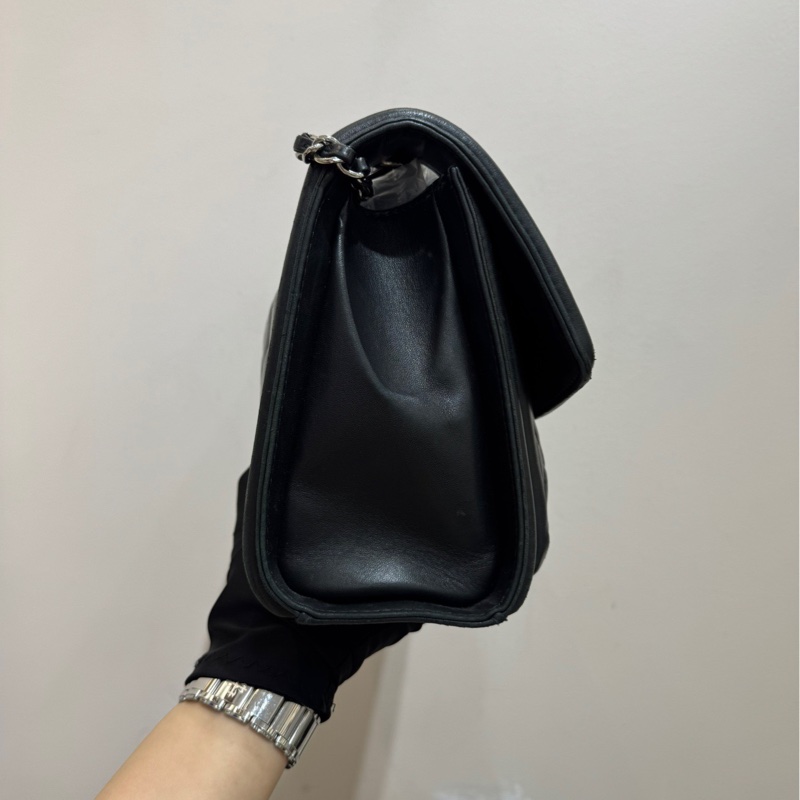 香奈兒 Chanel cf系列單肩斜挎包 郵差包 黑色銀扣 單肩斜挎包-5
