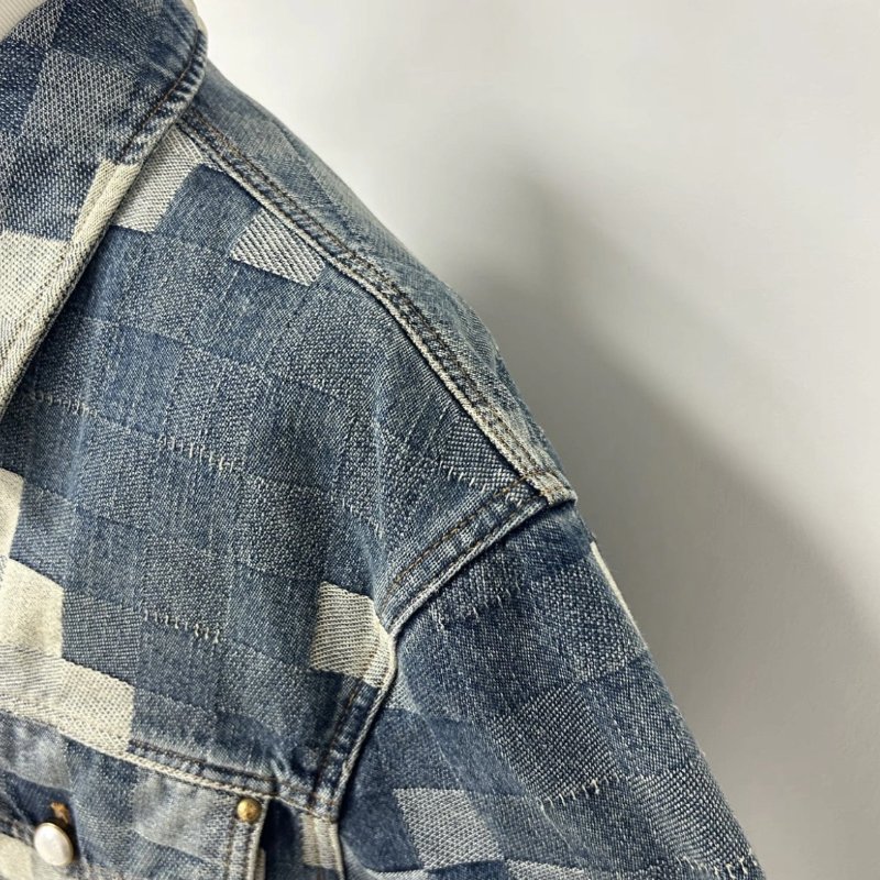 LV 菲董聯名24年春夏秀款馬賽克牛仔外套 54號 長69肩寬53胸圍130 99新 配件吊牌塵袋-2