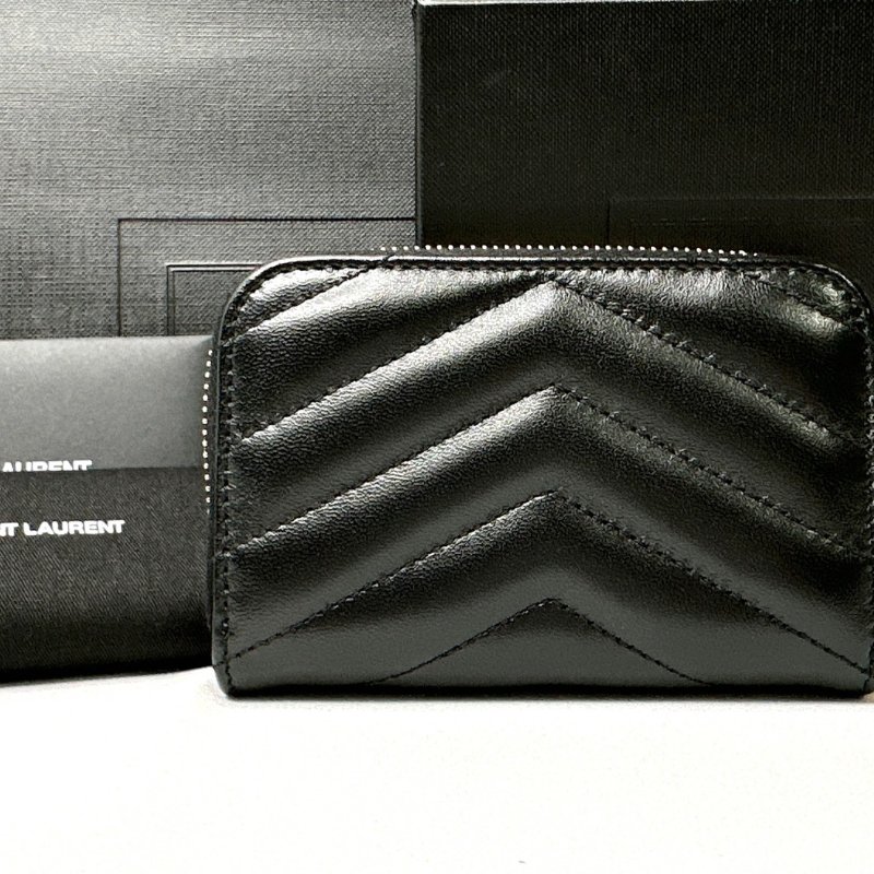 YSL 小羊皮拉鍊零錢卡包-1