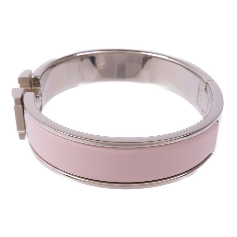 HERMES 金屬/琺瑯Clic H手鐲Rose Sakura-1