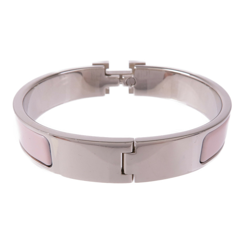 HERMES 金屬/琺瑯Clic H手鐲Rose Sakura-2