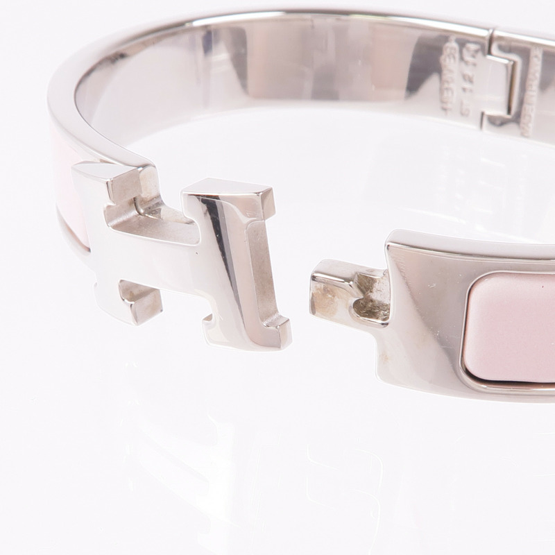 HERMES 金屬/琺瑯Clic H手鐲Rose Sakura-6
