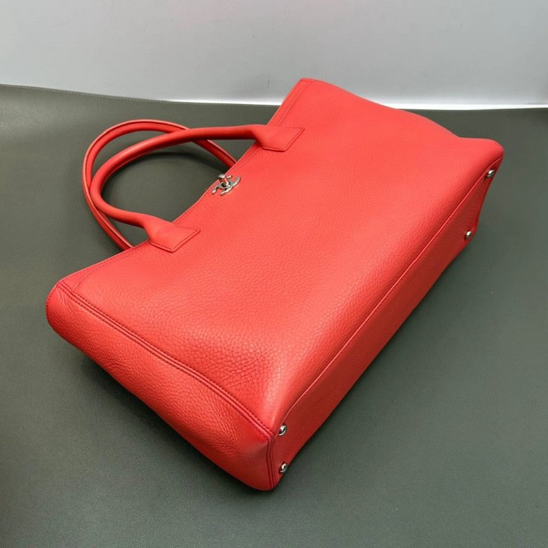 CHANEL 玫紅cerf子母手提托特包38*21*18 98新配件塵袋保卡-4