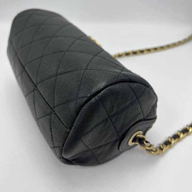 CHANEL 黑金20A保齡球肩背斜背包21*11*10 99新 配件塵袋盒子-2