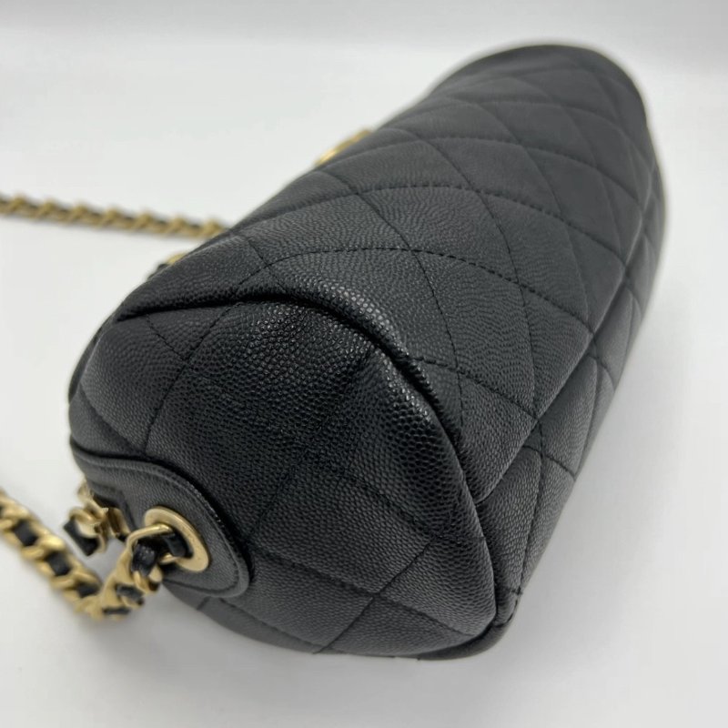 CHANEL 黑金20A保齡球肩背斜背包21*11*10 99新 配件塵袋盒子-4