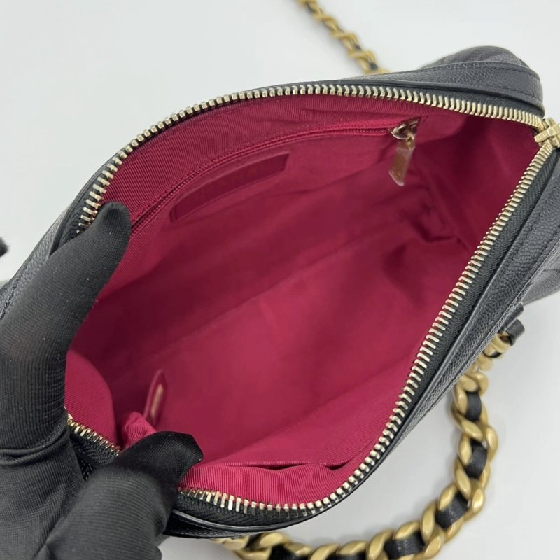 CHANEL 黑金20A保齡球肩背斜背包21*11*10 99新配件塵袋盒子-1