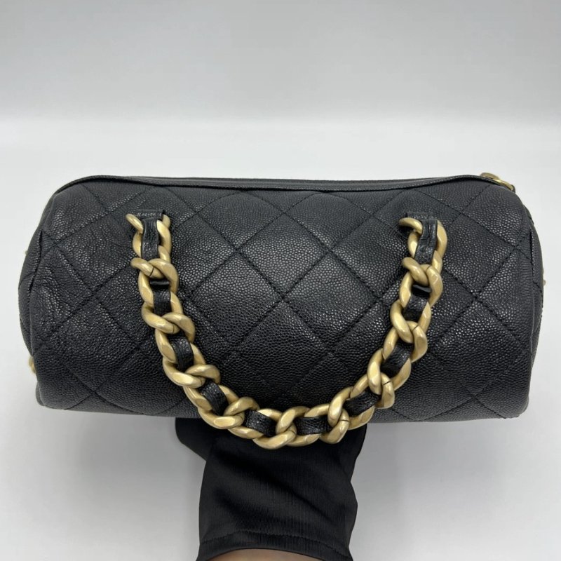 CHANEL 黑金20A保齡球肩背斜背包21*11*10 99新配件塵袋盒子-5