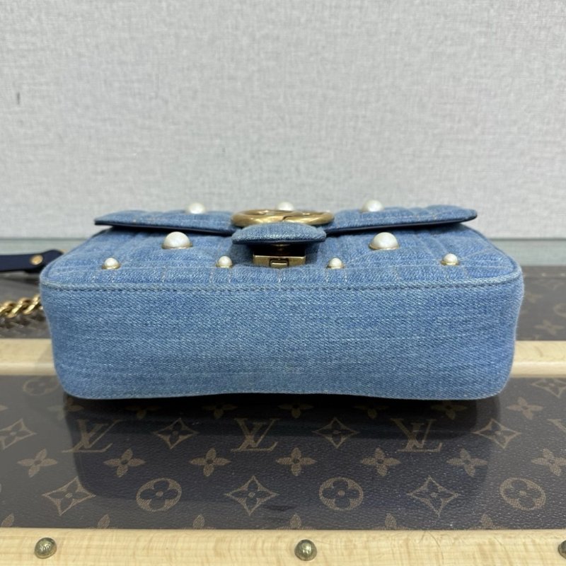 GUUCI 牛仔珍珠marmont22馬蒙肩背斜背包22*14*6 98新配件塵袋-3