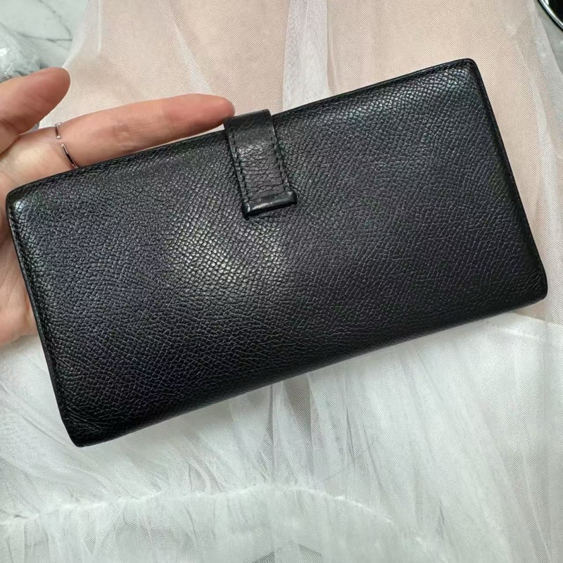 「JL精品代購」 9新 Hermes 愛馬仕bearn黑銀長夾-1