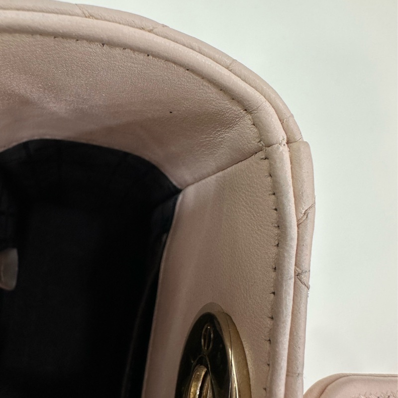 Dior 迪奧 戴妃四格 羊皮 奶茶色 金扣 徽章肩帶 17年編碼-15