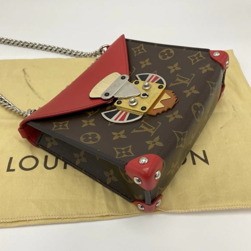 LV Mask紅拼老花小怪獸肩背斜背包19*16*7 98新配件塵袋-4