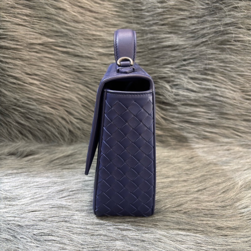 BOTTEGA VENETA BV 522922 閃電藍色 編織 霧黑鍊 手提包 肩背包 斜背包 學院包 相機包-4