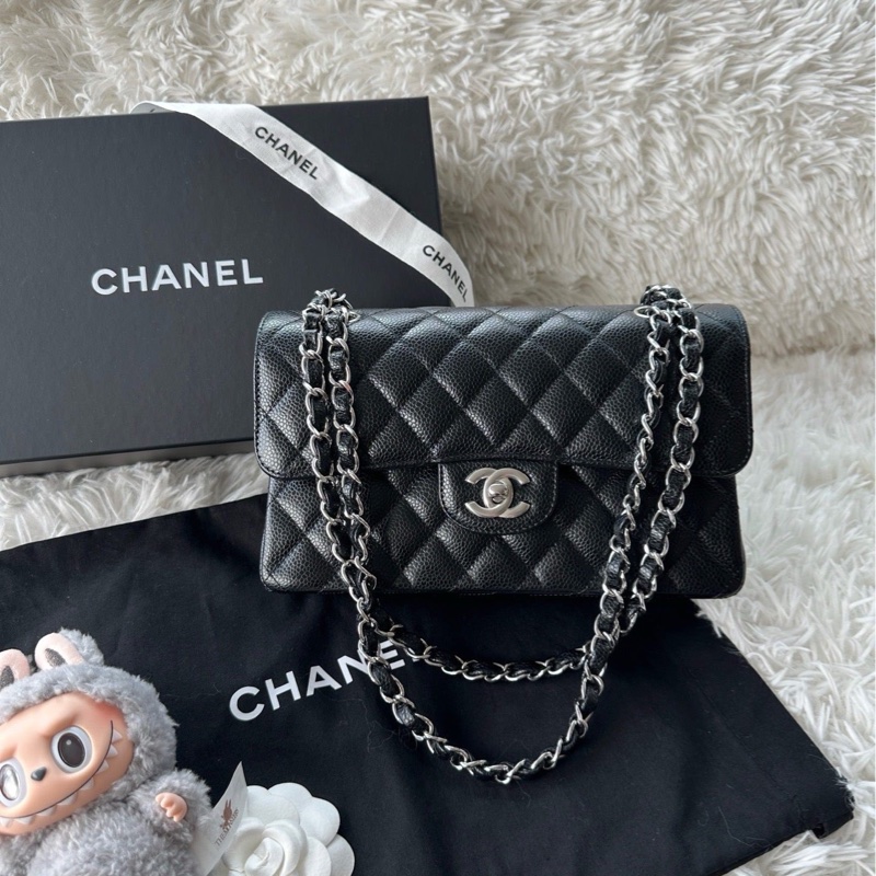香奈兒 Chanel CF 小號 黑銀 單肩斜挎包-0