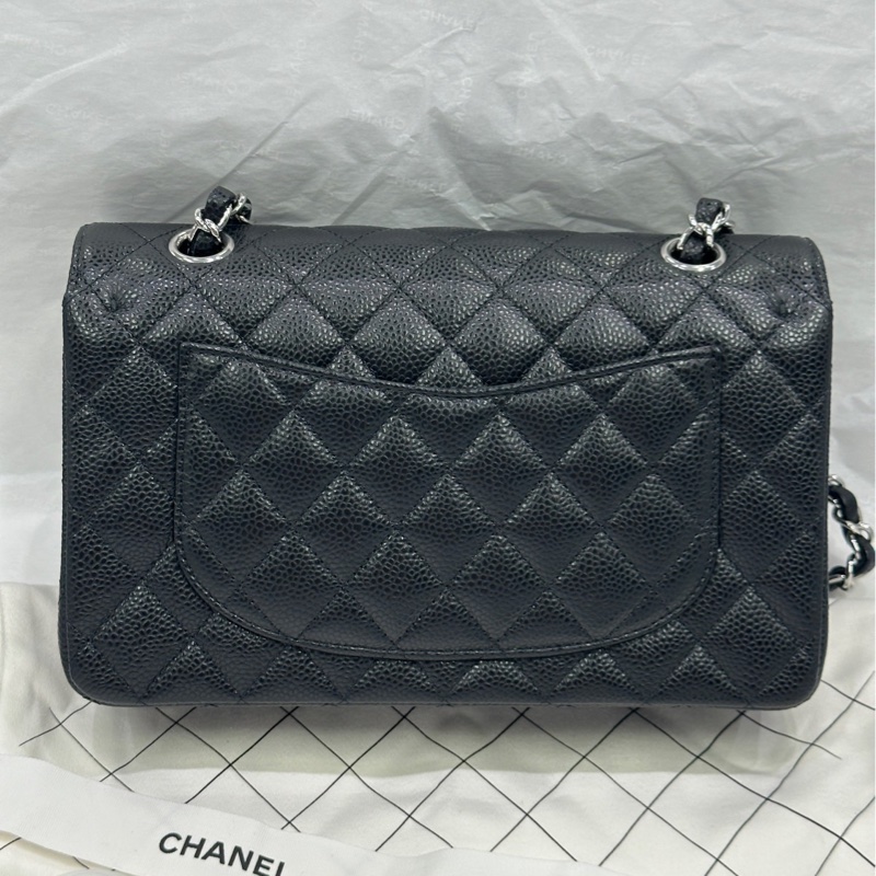 香奈兒 Chanel CF 小號 黑銀 單肩斜挎包-1