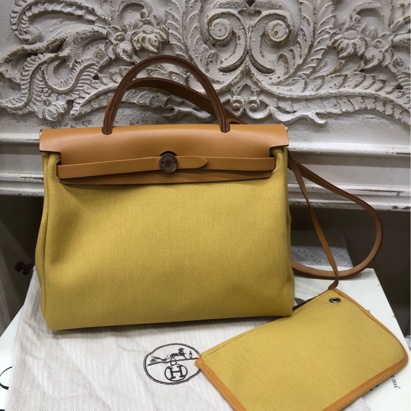 Hermes姜黄色银扣Herbag31内缝 有锁具 D刻-0