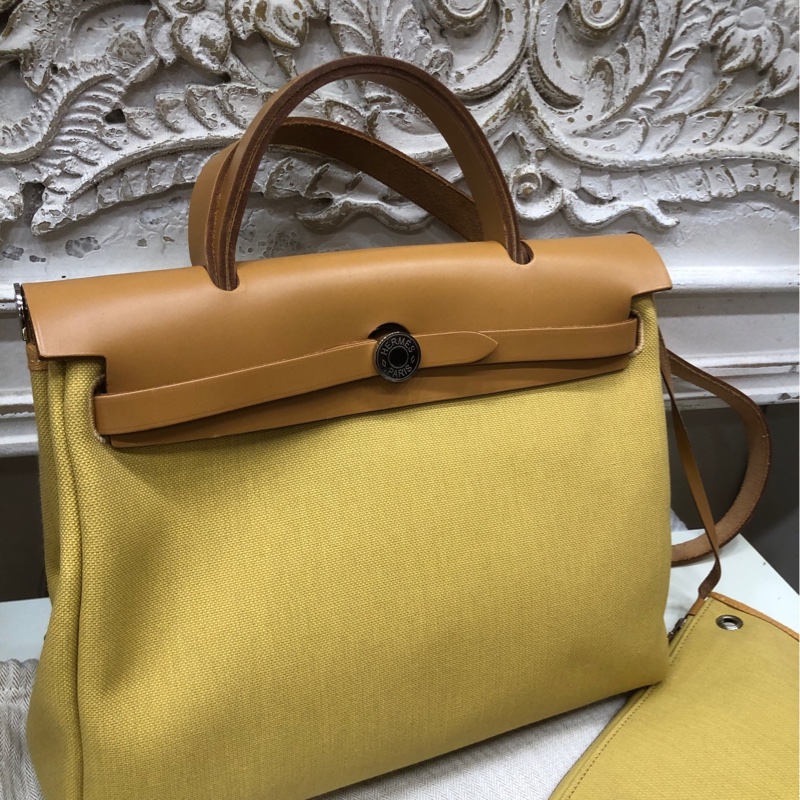 Hermes姜黄色银扣Herbag31内缝 有锁具 D刻-1
