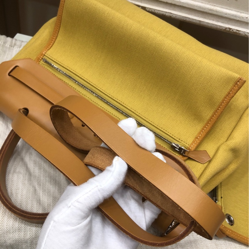 Hermes姜黄色银扣Herbag31内缝 有锁具 D刻-6