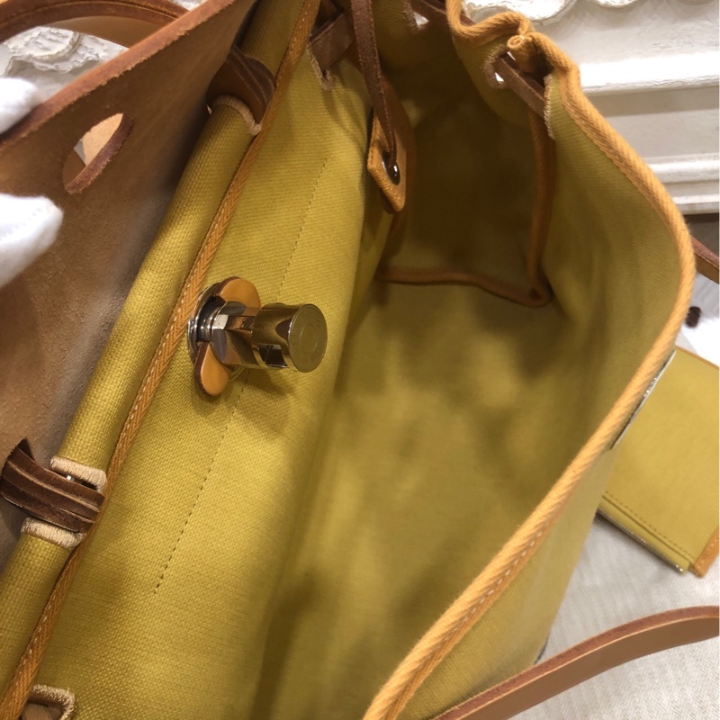 Hermes姜黄色银扣Herbag31内缝 有锁具 D刻-7