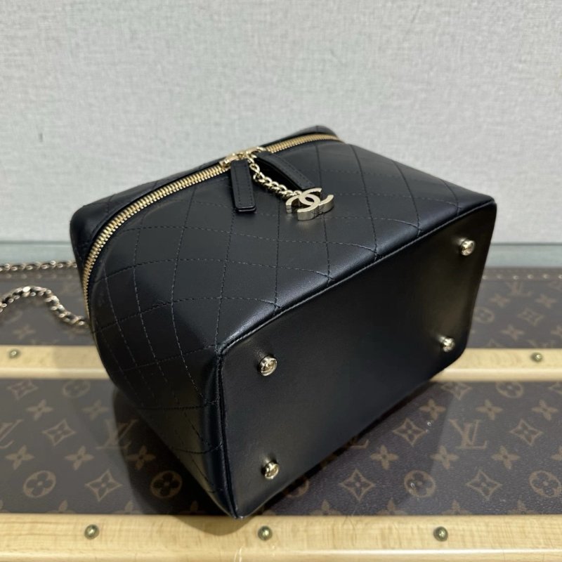 CHANEL黑金限量款木質手柄Vanity手提斜背20*15*13 98新配件塵袋-4