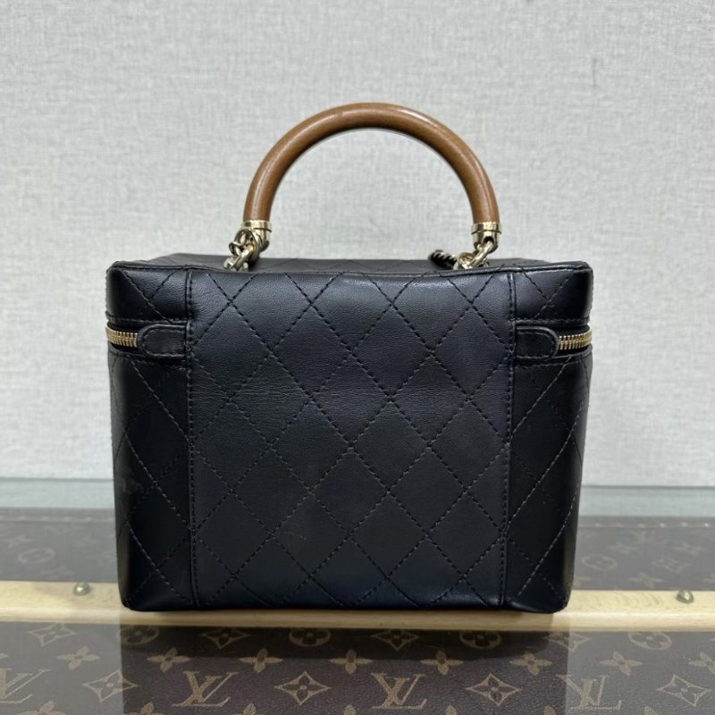 CHANEL黑金限量款木質手柄Vanity手提斜背20*15*13 98新配件塵袋-5
