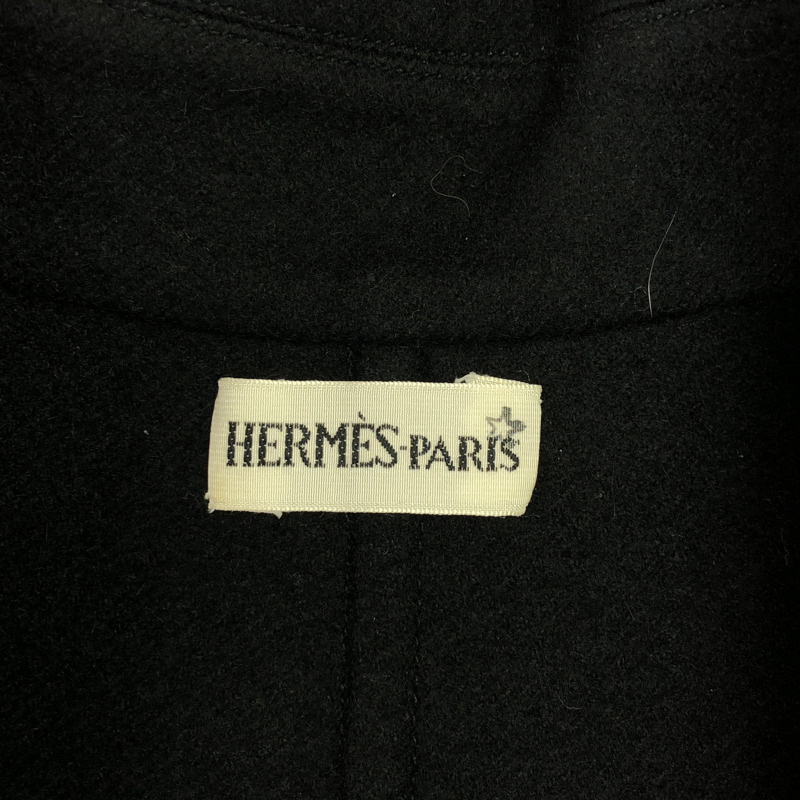 HERMES 羊絨大衣 黑色 二手 女式 夾克 尺寸 40-4
