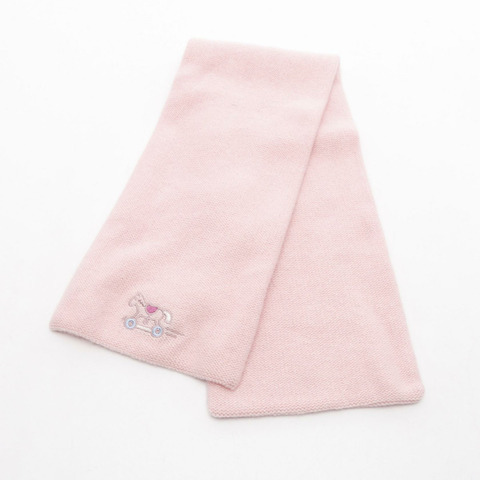 HERMES Baby Line 圍巾 羊絨 粉紅 二手 女士